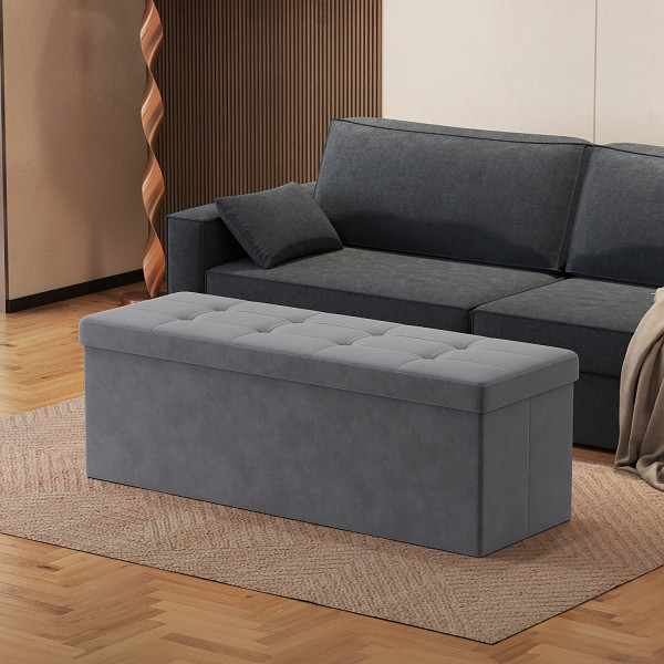 SONGMICS Ottoman Speicher, Schiefergrau, 110x38x38 cm, LSF277G01