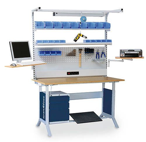Bedrunka+Hirth Multi-Wand-Aufbau workline mit Obergestell, 1x Energiekanal, 1x Lochwand, 1x Magnetwand, 2x Fachboden, 1500 x 750 x 1250 mm, 03.900.75.18