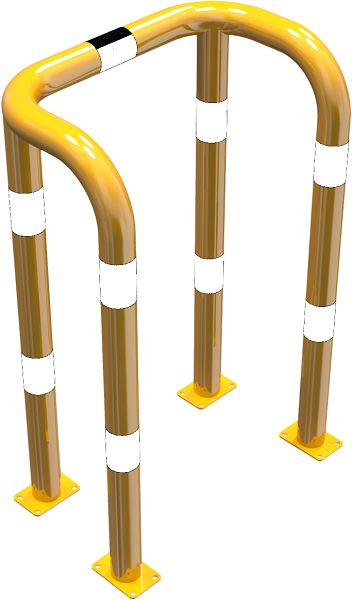 Schake Rammschutzbügel Doppelbügel Stahlrohr Ø 76 mm gelb / schwarz, Gesamtbreite: 750 mm, Höhe Überflur: 1150 mm, für Dübel Befestigung, 477_69PBG