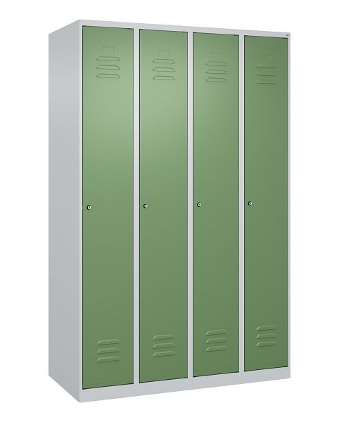 C+P Umkleidespind Classic PLUS mit Mitteltrennwand, 4 Abteile, 1850x1200x500mm, 7035/6011, Zylinderschlösser, 080000-40F S10021