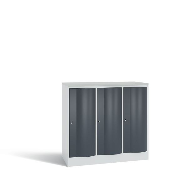 C+P Spind Resisto, 3 Abteile, H1077xB1148xT540 mm, Grau/Anthrazit/DBS Hellgrau, 8271-372 S10118