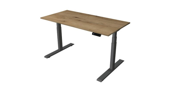 Kerkmann Sitz-/Stehtisch Home office B 1400 x T 700 mm, elektrisch höhenverstellbar von 630-1270 mm, Eiche/anthrazit, 10179755