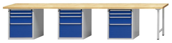 ANKE Werkbänke Kombiwerkbank, Modell 927 V, 4050 x 700 x 850 mm, RAL 7035/5010, BMP 50 mm, 411.818