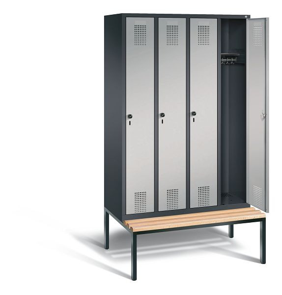 C+P Garderobenschrank Evolo, H2090xB1190xT815mm, Farbe: Schwarzgrau / Weißaluminium, 48050-40 S10209
