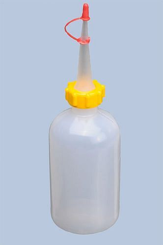 DENIOS Dosierflasche aus Kunststoff, Volumen 250 ml, rund naturfarbend, VE: 30 Stück, 308422