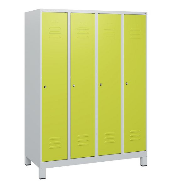 C+P Umkleidespind Classic PLUS, Füße, 4 Abteile, 1630x1200x500mm, 7035/0024, Zylinderschlösser, 0800105-40 S10025