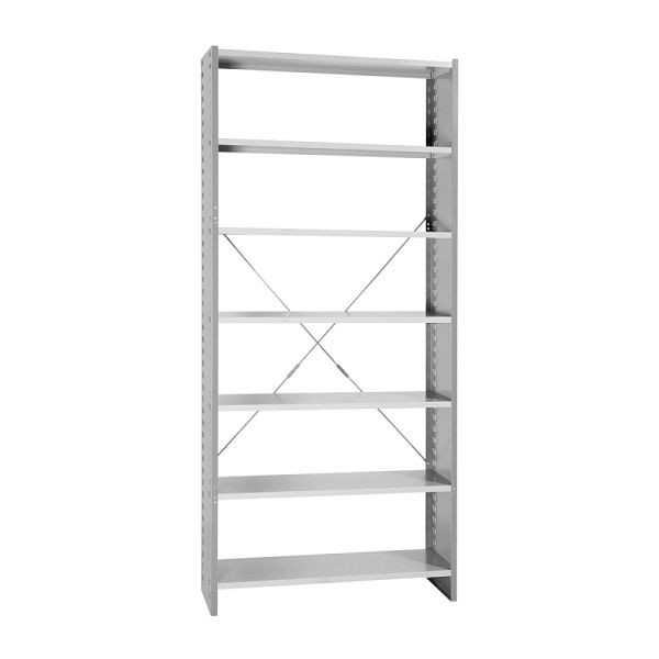 Lüllmann Grundregal, Stecksystem, 7 Fachböden, 2230 x 1000 x 400 mm, lichtgrau, 810470