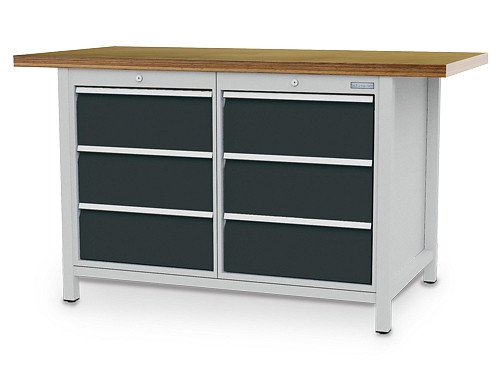 Bedrunka+Hirth Kastenwerkbank Breite 1500 mm, R 18-24, 6x Schublade, Maße in mm (B x T x H): 1500 x 750 x 859, 03.14.33VZ