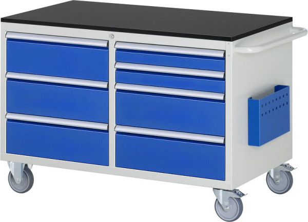 RAU Montagewagen Serie 7000 B1145xT650xH790mm, Arbeitsplatte melaminharzbeschichtet, Schubladen: links: 3xH180mm, rechts: 2xH90, 2xH180mm, 15-LL3.0.1A-M.11