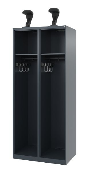 C+P Feuerwehrspind Evolo, Modell EXPERT, 2 Abteile, H1850B800T500 mm, Anthrazit, Helmhalter, 0491015-22 S10004