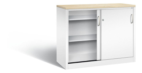 C+P Sideboard mit Schiebetüren Acurado, H1000xB1200xT500mm, Farbe: Verkehrsweiß, Bügelgriff, 2056-00 S10173