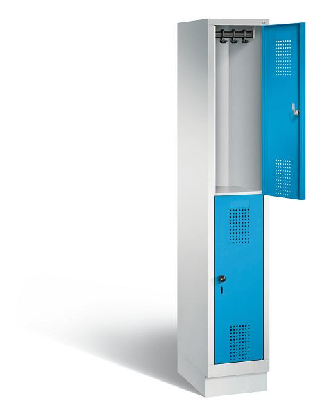 C+P Spind doppelstöckig Evolo, H1800xB320xT500mm, Farbe: Lichtgrau / Lichtblau, 48320-10 S10043