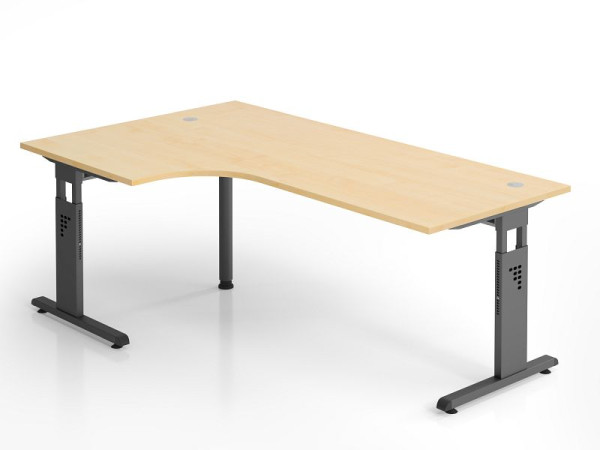 Hammerbacher Winkelschreibtisch OS82, 200 x 120 cm, Platte: Ahorn, 25 mm dick, 2 mm ABS-Kante, Winkelform 90°, links oder rechts montierbar, VOS82/3/G