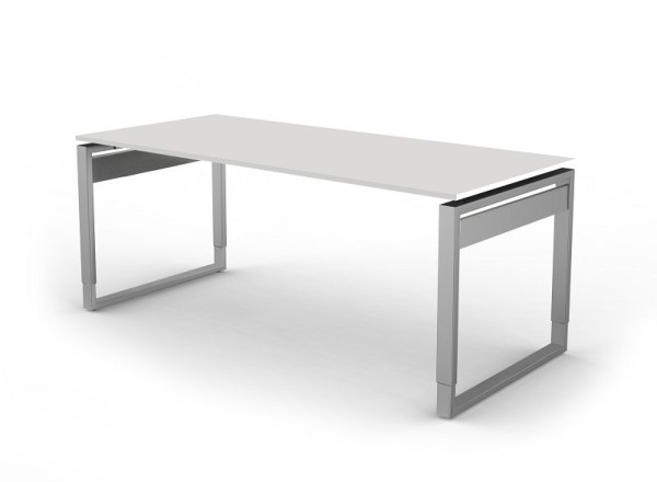 Kerkmann Schreibtisch mit Bügelgestell, Form 5, B 1800 x T 800 x H 680-820 mm, Weiß, 11403210