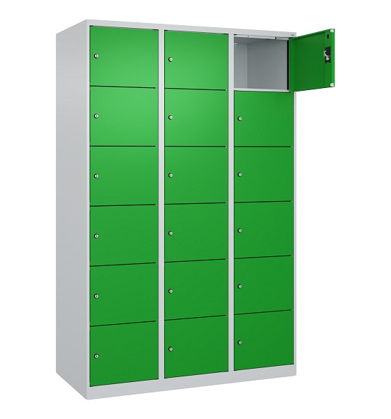 C+P Schließfachschrank Evolo PLUS, 18 Fächer, 1850x1200x500mm, 7035/6037, 049000-326 S10011