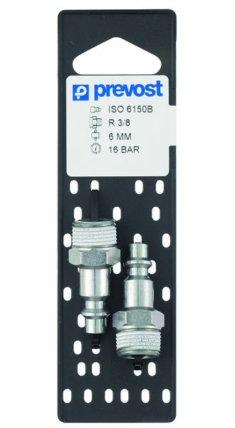 Prevost Nippel Iso B mit konischem Außengewinde auf Lochplatte, AG BSPT= R 3/8, VE: 2 Stück, IRP 066152P2