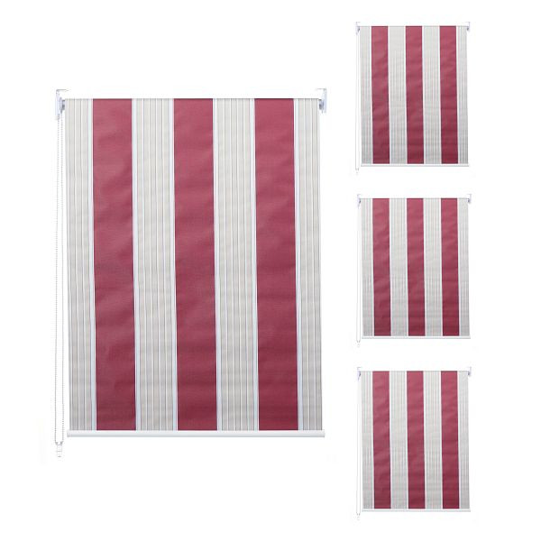 Mendler 4er-Set Rollo HWC-D52, Fensterrollo Seitenzugrollo Jalousie, 120x230cm Sonnenschutz blickdicht, rot/weiß/beige, 4x63486