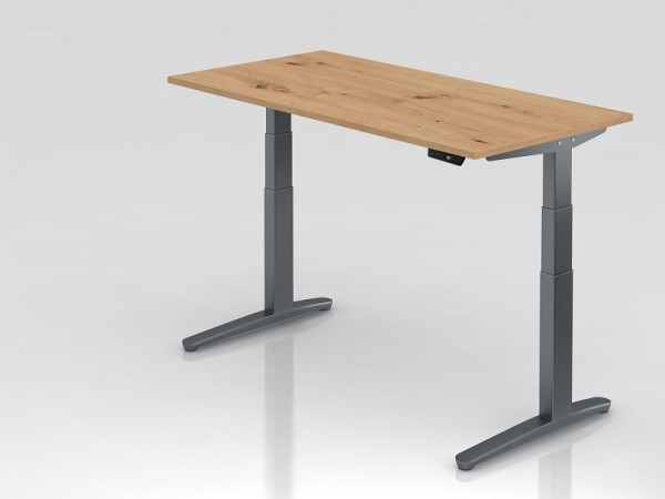 Hammerbacher Schreibtisch XBHM16, 160 x 80 cm, Platte: Asteiche, 25 mm dick, ABS Dickkante, Rechteckform, Graphit, VXBHM16/R/GG