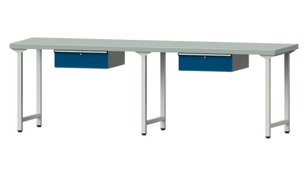 ANKE Werkbänke Arbeitstisch, Modell 193, 2800 x 800 x 900 mm, RAL 7035/5010, ZBP 50 mm, 401.479