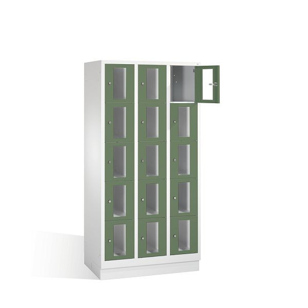C+P Schließfachschrank Classic, H1800xB900xT500mm, Farbe: Lichtgrau / Resedagrün, 8020A305 S10004