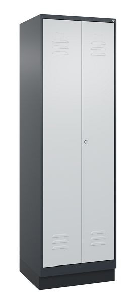 C+P Mehrzweckschrank Classic PLUS, Putzmittel-Spind, Sockel, 2 Abteile, 1950x600x500mm, 7016/7035, Zylinderschloss, 080120-00 S10028