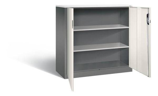 C+P Büroschrank Acurado, H1200xB1200xT500mm, Farbe: Vulkangrau / Perlweiß, Muldengriff, 3 OH, 9487-1200 S10172