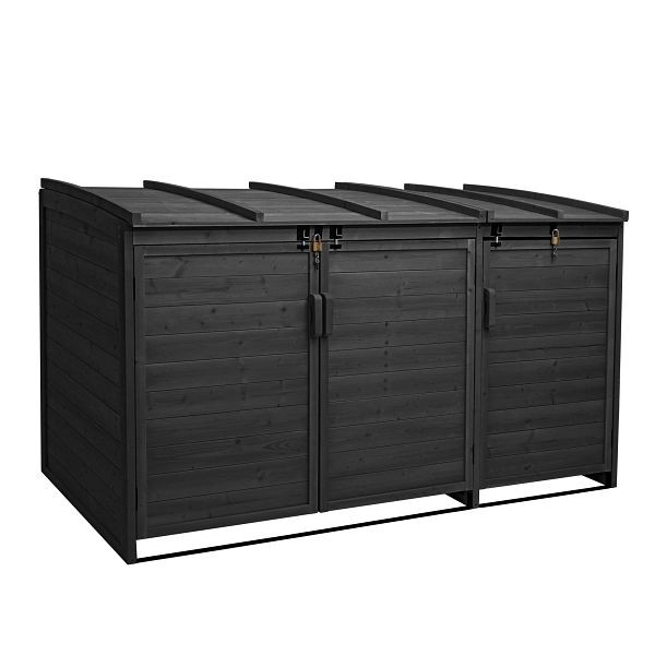 Mendler XL 3er-/6er-Mülltonnenverkleidung HWC-H75b, Mülltonnenbox, erweiterbar 121x66x92cm Holz, anthrazit, 81686+81688
