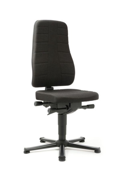 bimos All-In-One Highline Arbeitsdrehstuhl mit Gleiter und Stoffpolster schwarz, Sitzhöhe 450-600 mm, 9640-6801
