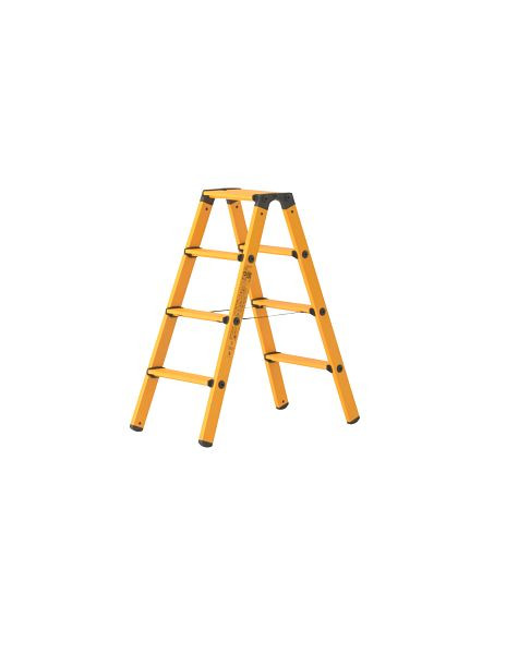 HYMER GFK Stufenstehleiter, beidseitig begehbar, 2x4 Sprossen/Stufen, 392408