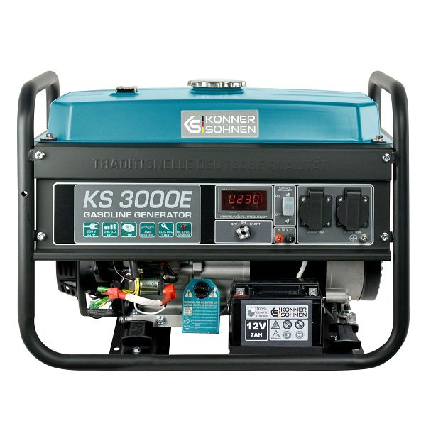 Könner & Söhnen 3000W Benzin E-start Stromerzeuger, 2x16A(230V), 12V, Voltregler, Ölmangelsicherung, Überspannungsschutz, Anzeige, KS 3000E