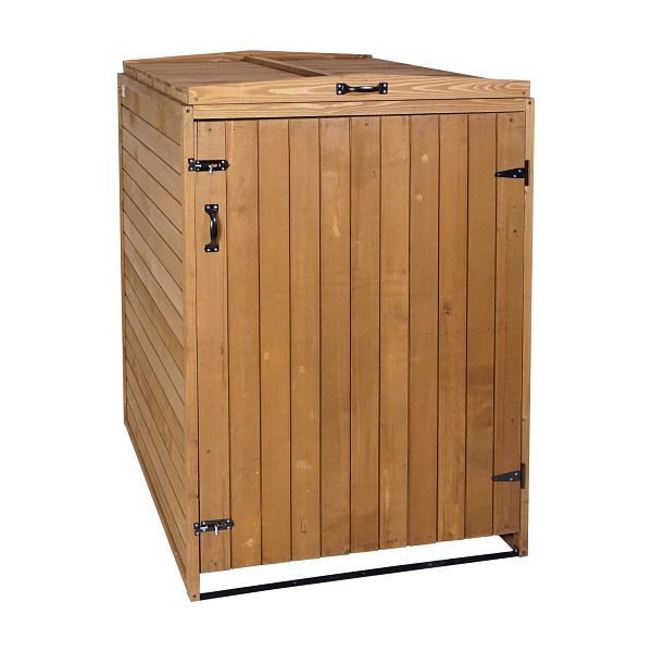 Mendler XL 1er-/2er-Mülltonnenverkleidung HWC-H74, Mülltonnenbox, erweiterbar 120x75x96 Holz, braun, 73982