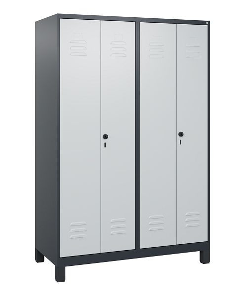 C+P Umkleidespind Classic PLUS SW, Füße, 4 Abteile, 1800x1200x500mm, 7016/7035, Drehriegel, 0800127-40 S10013