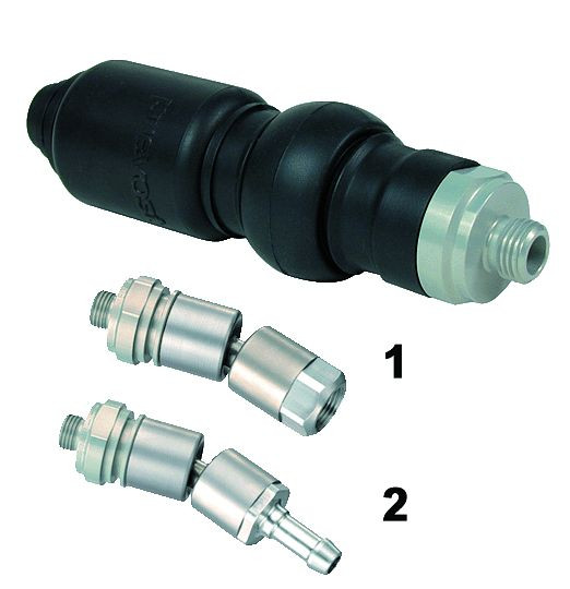 Prevost Kugelgelenk für Druckluftanschlüsse, Eingang= Für Schlauchanschluss Ø 6 mm (2) , Ausgang mit AG BSPP= G 1/4, PFA 085106