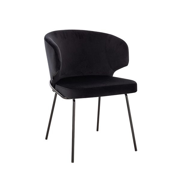 HOME DELUXE Esszimmerstuhl AMARA Samt Schwarz - Stückzahl: 1, 56006