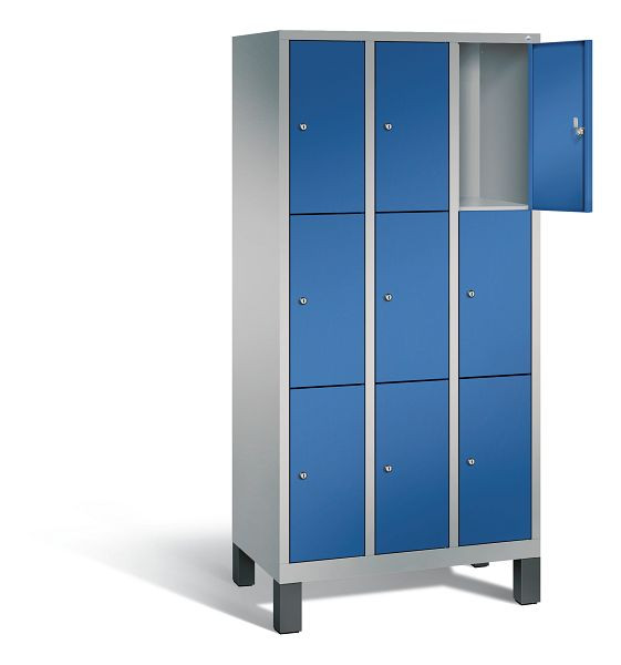 C+P Schließfachschrank Evolo, H1850xB900xT500mm, Farbe: Weißaluminium / Enzianblau, 48010-303 S10186