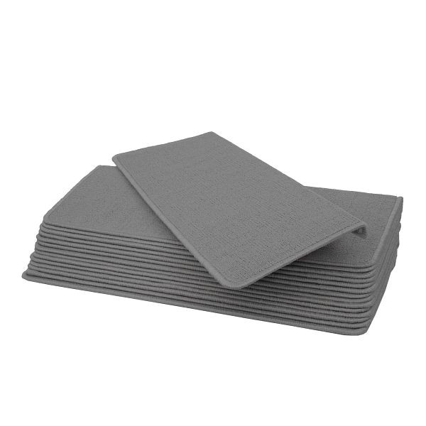 Mendler 15er-Set Stufenmatte HWC-G49, Treppenteppich Treppenschutz Treppenmattenset, 65x25cm, rechteckig, grau, 71591