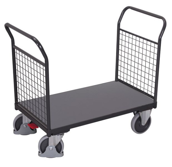 VARIOfit Doppel-Stirnwandwagen mit Draht, Ladefläche: 1.000 x 700 mm, RAL 7016 anthrazitgrau, sw-700.201/AG