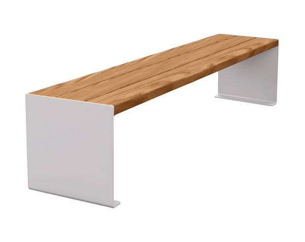 Procity Sitzbank Kube, 1800 mm, Stahl & Holz Ohne Rückenlehne, helle Eiche/RAL 7044, 306392.7044.CHEC