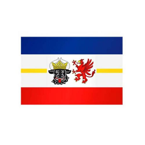 Stein HGS Landesflagge Mecklenburg Vorpommern, 300 x 120 cm (Hochformat), mit Kunststoff-Karabiner, FlagTop 110 g/m², für Fahnenmasten 7 m, ohne Hohlsaum, 26408