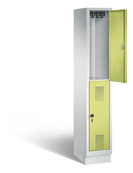 C+P Spind doppelstöckig Evolo, H1800xB320xT500mm, Farbe: Lichtgrau / Viridingrün, 48320-10 S10106