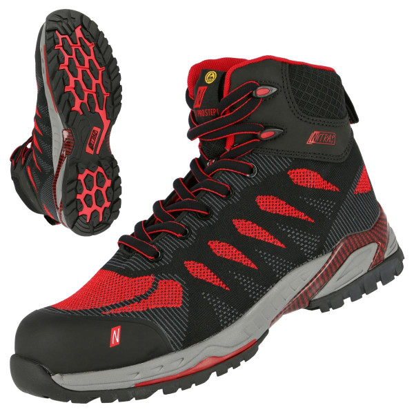 NITRAS PRO STEP MID, S1P Sicherheitsstiefel, strapazierfähiges Textil, nahtloses Obermaterial, Größe: 44, VE: 10 Paar, 7411-44