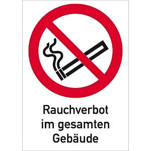Moedel Rauchverbot im gesamten Gebäude ISO 7010, Kombischild, Kunststoff, 262x371 mm, 58397