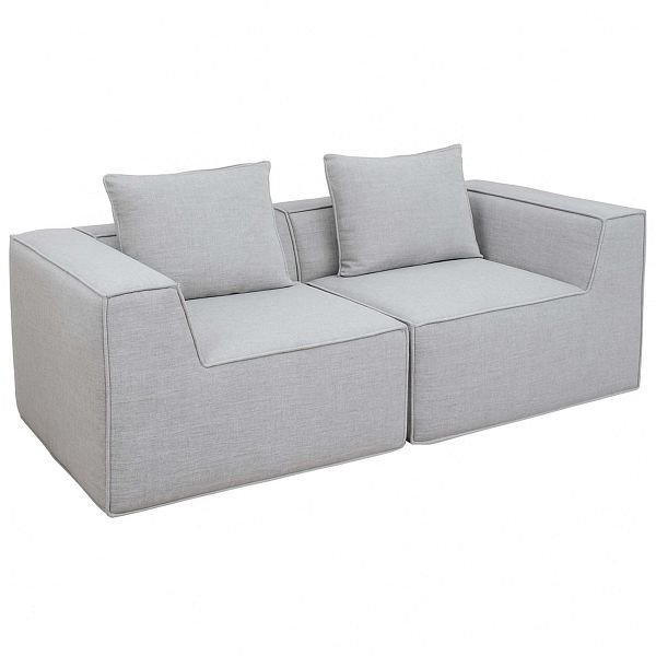 Mendler 2er-Sofa/Zubehör für Sofa HWC-O54, Couch 2-Sitzer Loungesofa, modular Stoff/Textil (300g/m²) 63x194x97cm, hellgrau, 153404+153405