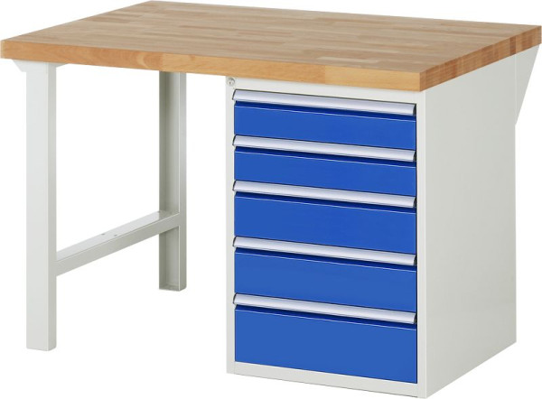 RAU Werkbank Serie 7000 - Baukasten-Bauweise, Unterbau-Container (5x Schublade), 1250x840x900 mm, 03-7513A1-129B4S.11