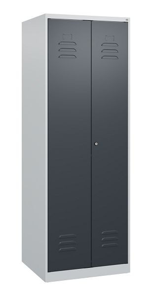 C+P Umkleidespind Classic PLUS, Doppel-Spind, 2 Abteile, 1700x600x500mm, 7035/7016, Zylinderschloss, 0800027-20P S10020