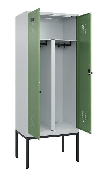 C+P PSA Doppel-Spind Evolo PLUS, Gestell, 2 Abteile, 2120x800x500mm, 7035/6011, Drehriegel, 0490327-22P S10010