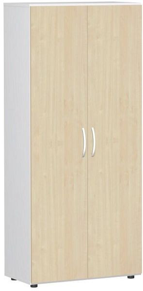 geramöbel Flügeltürenschrank mit Standfüßen, inkl. Türdämpfer, abschließbar, 800x420x1808, Ahorn/Weiß, S-385100-AW