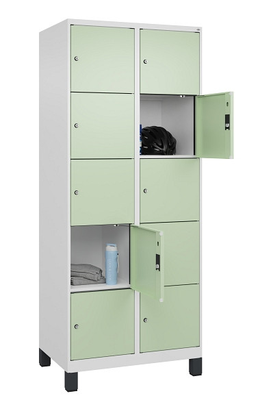 C+P Schließfachschrank Evolo PLUS, mit Füßen, 10 Fächer, 1950x800x500mm, 9016/6, 049010-225 S10019