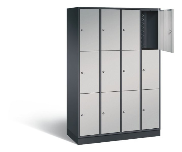 C+P Schließfachschrank Intro, H1950xB1220xT490mm, Farbe: Schwarzgrau / Weißaluminium, 8370-401 S10043
