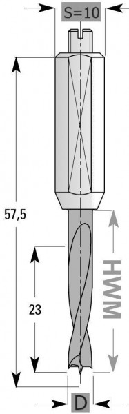 Edessö Dübelbohrer HWM S10, A: 5, B: 23, GL: 57,5 - LH, 142405002